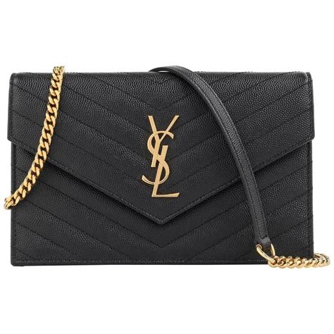 saint laurent ysl monogram leather chain wallet envelope bag|ysl wallets on chain.